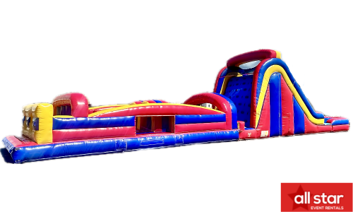 Combo 14: 18ft Dual Lane Slide & 30ft Obstacle Course Combo 14: 18ft Dual Lane Slide & 30ft Obstacle Course