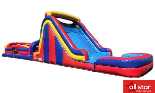 Combo 15: 18ft Dual Lane Slide & 34ft Obstacle Course Combo 15: 18ft Dual Lane Slide & 34ft Obstacle Course